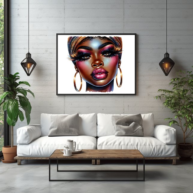 Poster Moda Afro Rainha Arte Melanina Chic (Afro Queen Fashion Art Melanin Magic Poster)