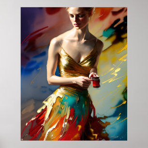 Poster Moda colorida moderna, abstrato vermelho-branco-de