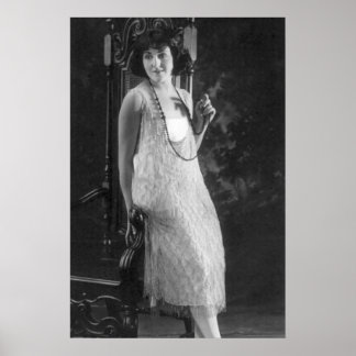 Poster Moda da Flapper Feminina da 1920 Vintage