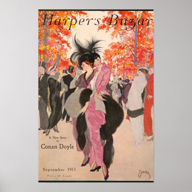 Poster Moda de outono da Harper's Bazaar de 1913 art déco (Frente)