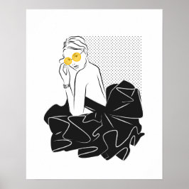 Poster Moda de pontos quentes preto e branco