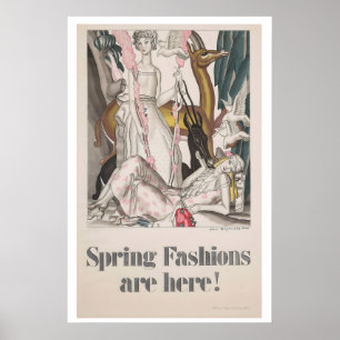 Poster Moda de Primavera Chegou Cartaz Antigo Art Déco