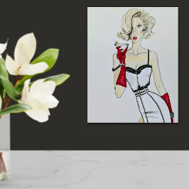 Poster Moda do Modelo Pin-Up da Vintage Watercolor