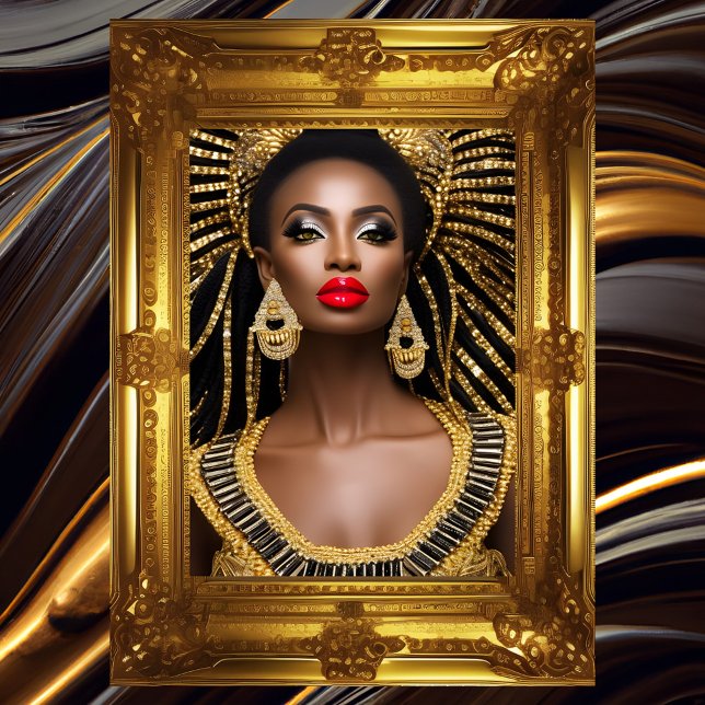 Poster Moda Mulher africana ouro Vestido enfeitado com jó (Criador carregado)