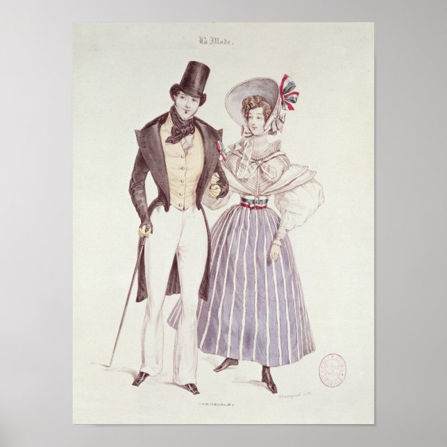 Póster Moda para Homens e Mulheres, 1830 (Frente)