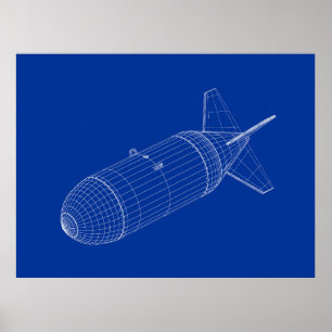 Poster modelo 3D de bomba de gravidade nuclear