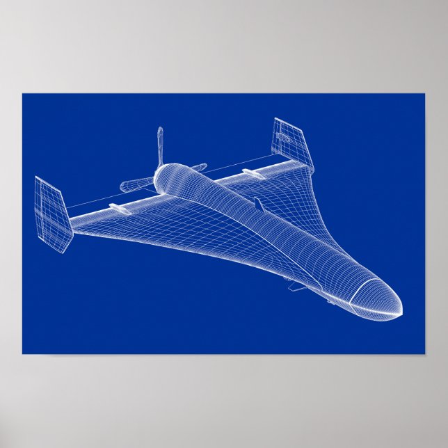 Poster Modelo 3D de drone militar (Frente)