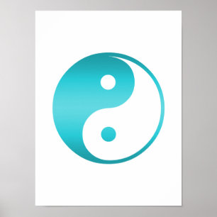 Póster Modelo azul da ilustração da cerceta de Yin Yang