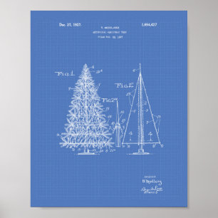 Póster Modelo da arte da patente da árvore de Natal 1927