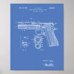 Poster Modelo da arte da patente das pistolas automática