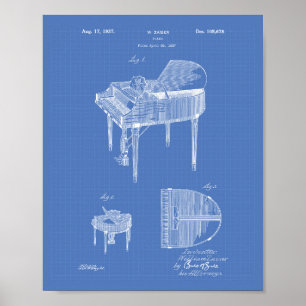 Poster Modelo da arte da patente do piano 1937