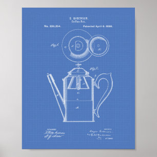 Poster Modelo da arte da patente do pote 1880 do café