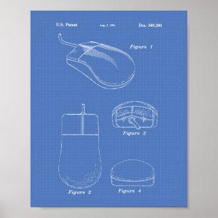 Póster Modelo da arte da patente do rato 1994 do