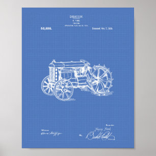 Póster Modelo da arte da patente do trator 1919