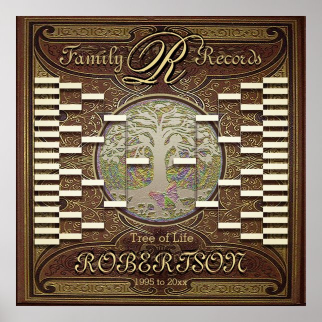 Poster Modelo da Árvore Personalizada da Família do Livro (Frente)