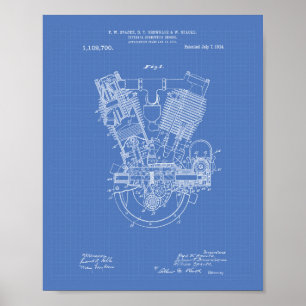 Póster Modelo da patente de motor a combustão interna