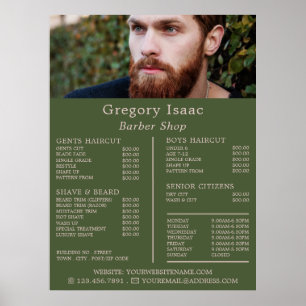 Poster Modelo de Barba Ruiva, Lista de Preços de Barbeari