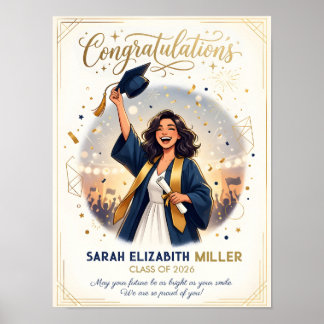 Poster Modelo de Cartão de Formatura Moderno e Elegante 2