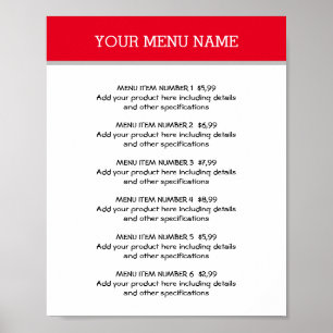 Poster Modelo de cartaz de lista de preços de menu de res