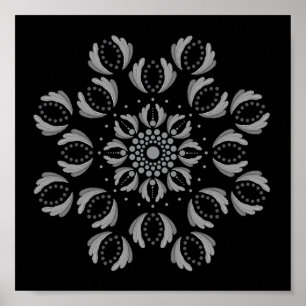 Poster Modelo de Cartaz de Mandala para Pontilhar