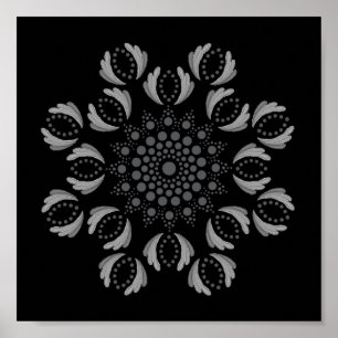 Poster Modelo de Cartaz de Mandala para Pontilhar