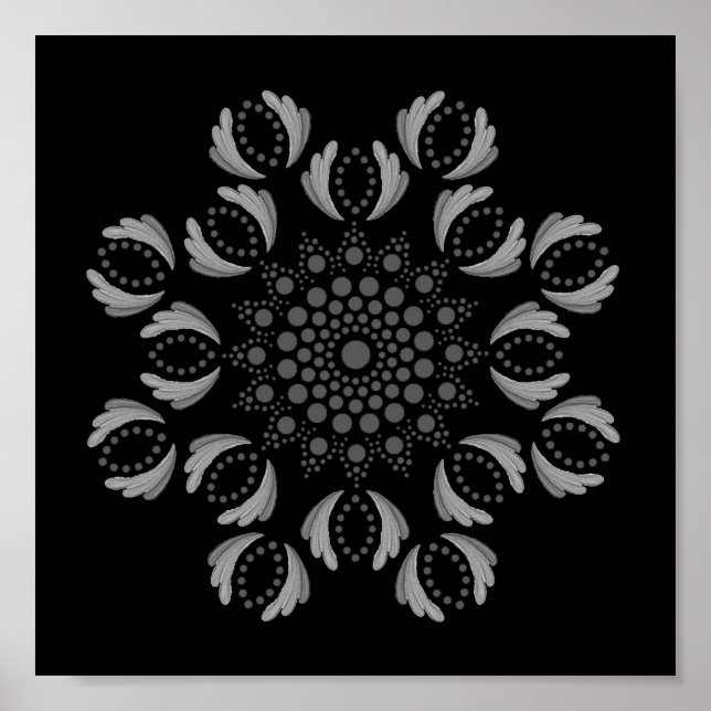 Poster Modelo de Cartaz de Mandala para Pontilhar (Frente)