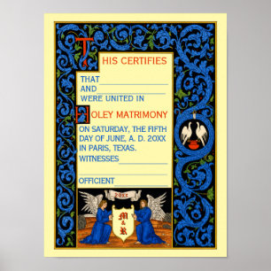 Poster Modelo de Certificado de Casamento Antigo