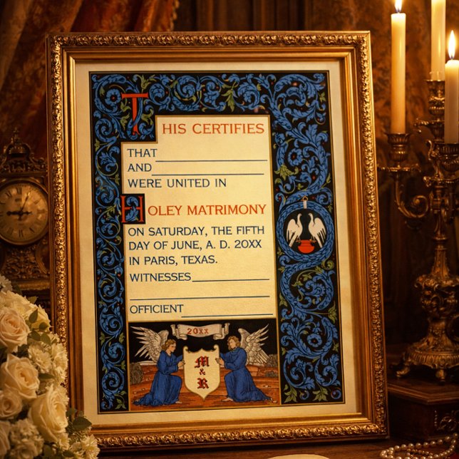 Poster Modelo de Certificado de Casamento Antigo (Criador carregado)