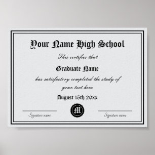 Poster Modelo de certificado oficial de diploma de ensino