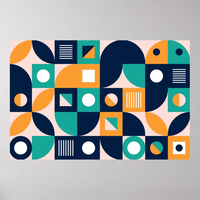 Poster Modelo de composição colorida geométrica com abstr (Frente)