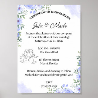 Poster Modelo de Convite de Casamento Romântico
