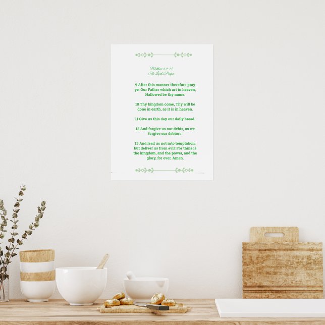 Poster Modelo de Escritura, O Pai Nosso, verde (Cozinha)