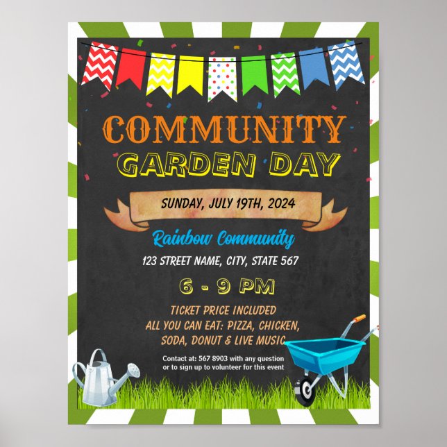 Poster Modelo de evento Community Garden (Frente)