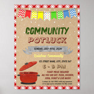Poster Modelo de evento de potluck comunitário