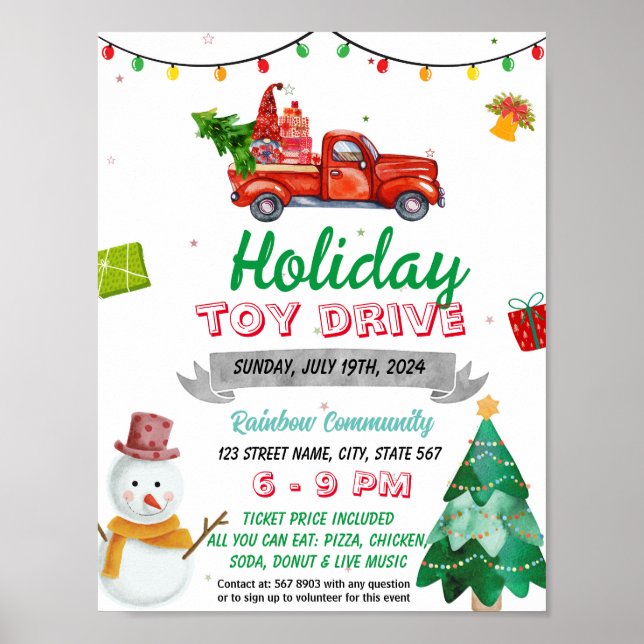 Poster Modelo de evento de Toy Drive Natal (Frente)