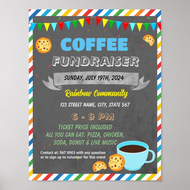 Poster Modelo de evento do Fundraiser Café (Frente)