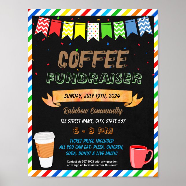 Poster Modelo de evento do Fundraiser Café (Frente)