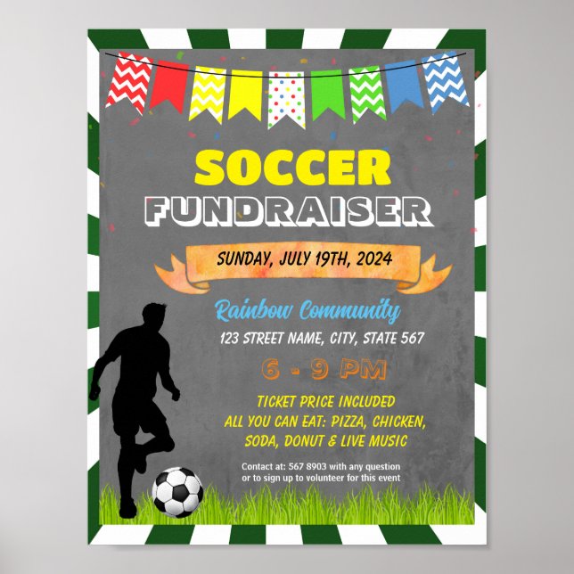 Poster Modelo de evento do Fundraiser de futebol (Frente)
