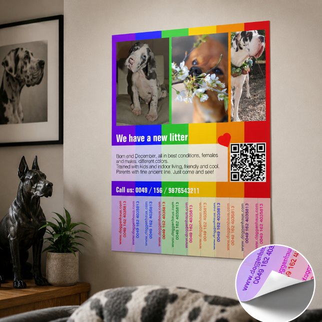 Poster modelo de filhotes para venda imprimível (Criador carregado)