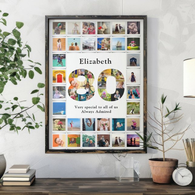 Poster Modelo de foto de 80º aniversário (Personalized 80th birthday poster with family photo collage template.)