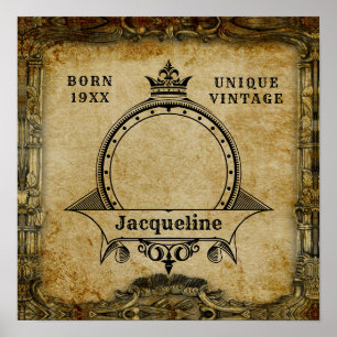 Poster Modelo de Foto de Aniversário Personalizado Retro