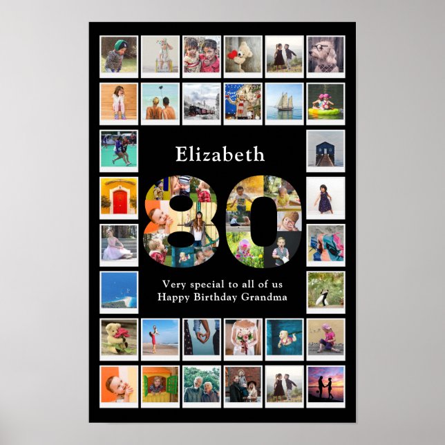Poster Modelo de foto de família para o 80º aniversário (Frente)