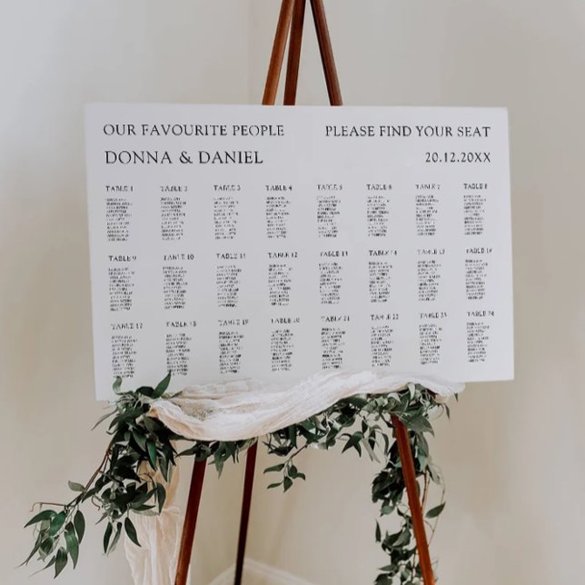 Poster Modelo de Gráfico de Assentos de Casamento Moderno (Modern Wedding Seating Chart Template)