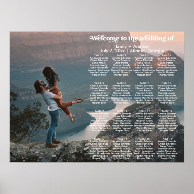 Poster MODELO de Gráfico de Assentos de Fotografias Retro (Frente)