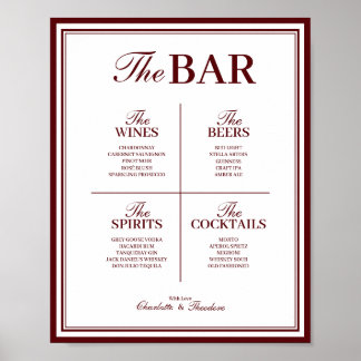 Poster Modelo de Letreiro de Bar de Casamento, Menu de Be