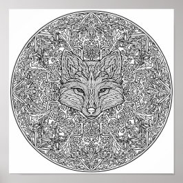 Poster Modelo de Mandala Simétrica de Natal da Raposa