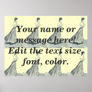 Póster Modelo de Moda de Golfe das Mulheres Vintage