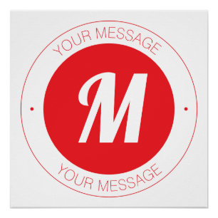 Póster Modelo de Monograma e Texto Circular Personalizáve