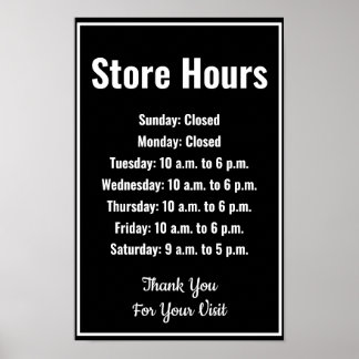 Poster Modelo de Negócios Horário de Funcionamento da Loj