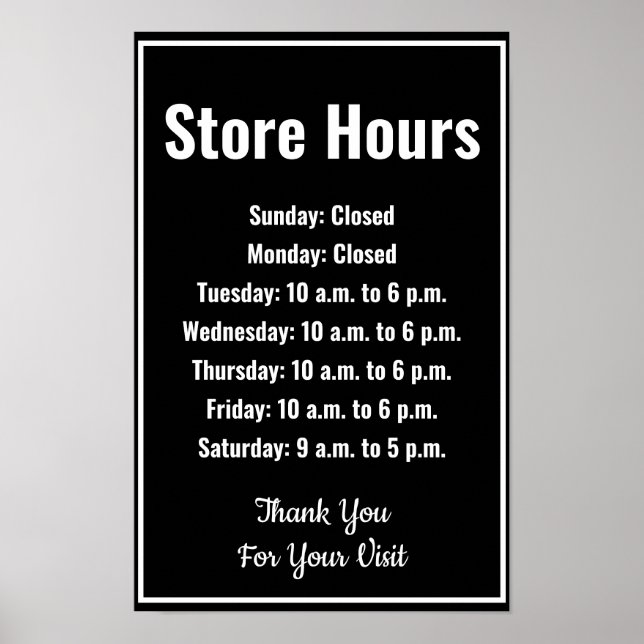 Poster Modelo de Negócios Horário de Funcionamento da Loj (Frente)